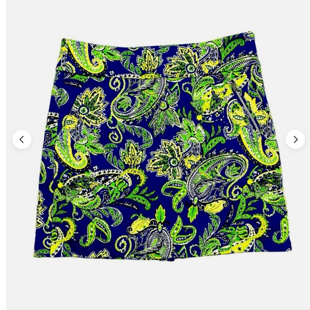 Ralph Lauren Polo Golf Paisley Floral Skort size 4 in Royal Blue/Neon Green